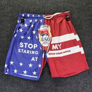 Busch Apple Beer Swim Trunks Shorts Men's Size XL Limited Edition AOP